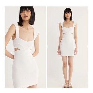 Rumer | Little White Dress LWD Textured Cut Out Rae Mini Dress | XS